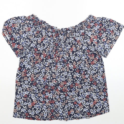 Debenhams Womens Multicoloured Floral Cotton Basic T-Shirt Size 16 Scoop Neck