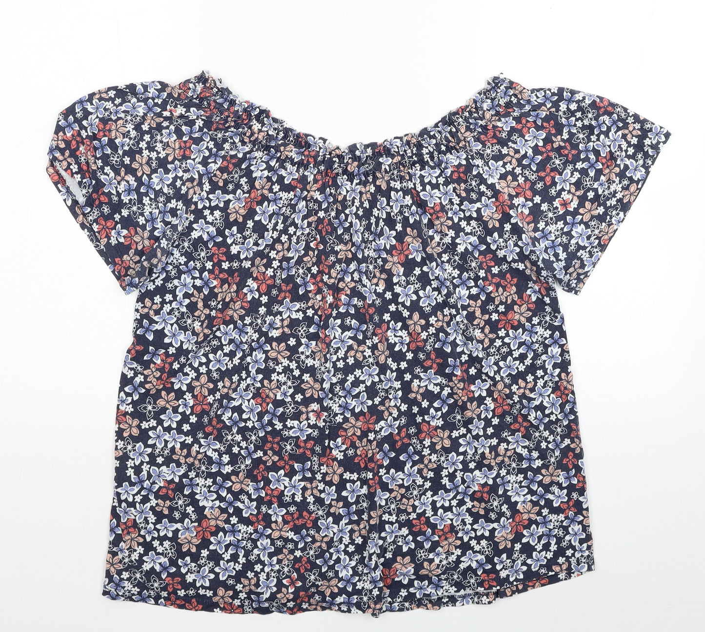Debenhams Womens Multicoloured Floral Cotton Basic T-Shirt Size 16 Scoop Neck