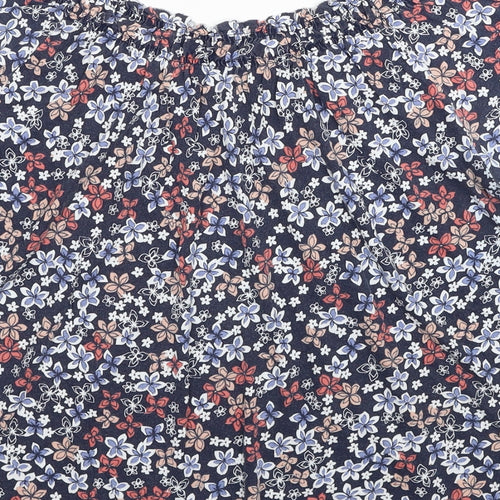 Debenhams Womens Multicoloured Floral Cotton Basic T-Shirt Size 16 Scoop Neck