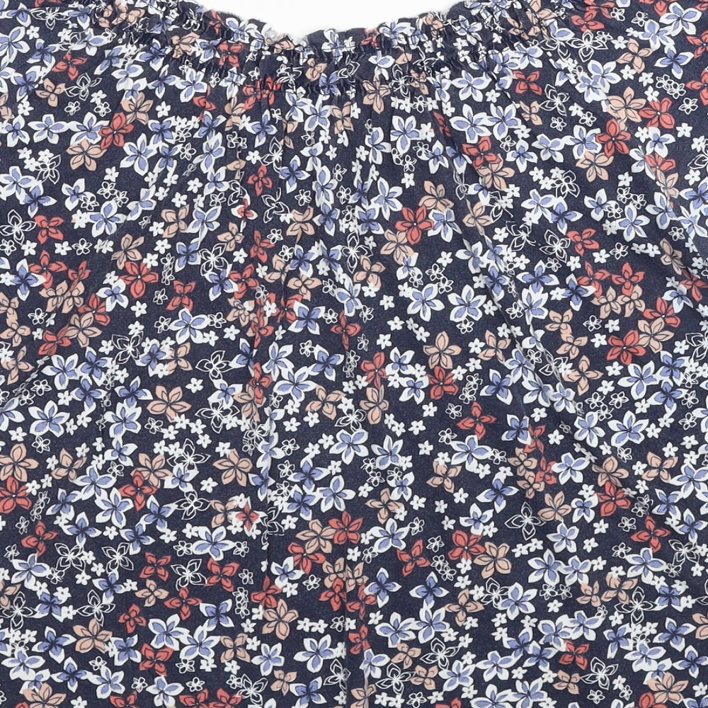 Debenhams Womens Multicoloured Floral Cotton Basic T-Shirt Size 16 Scoop Neck