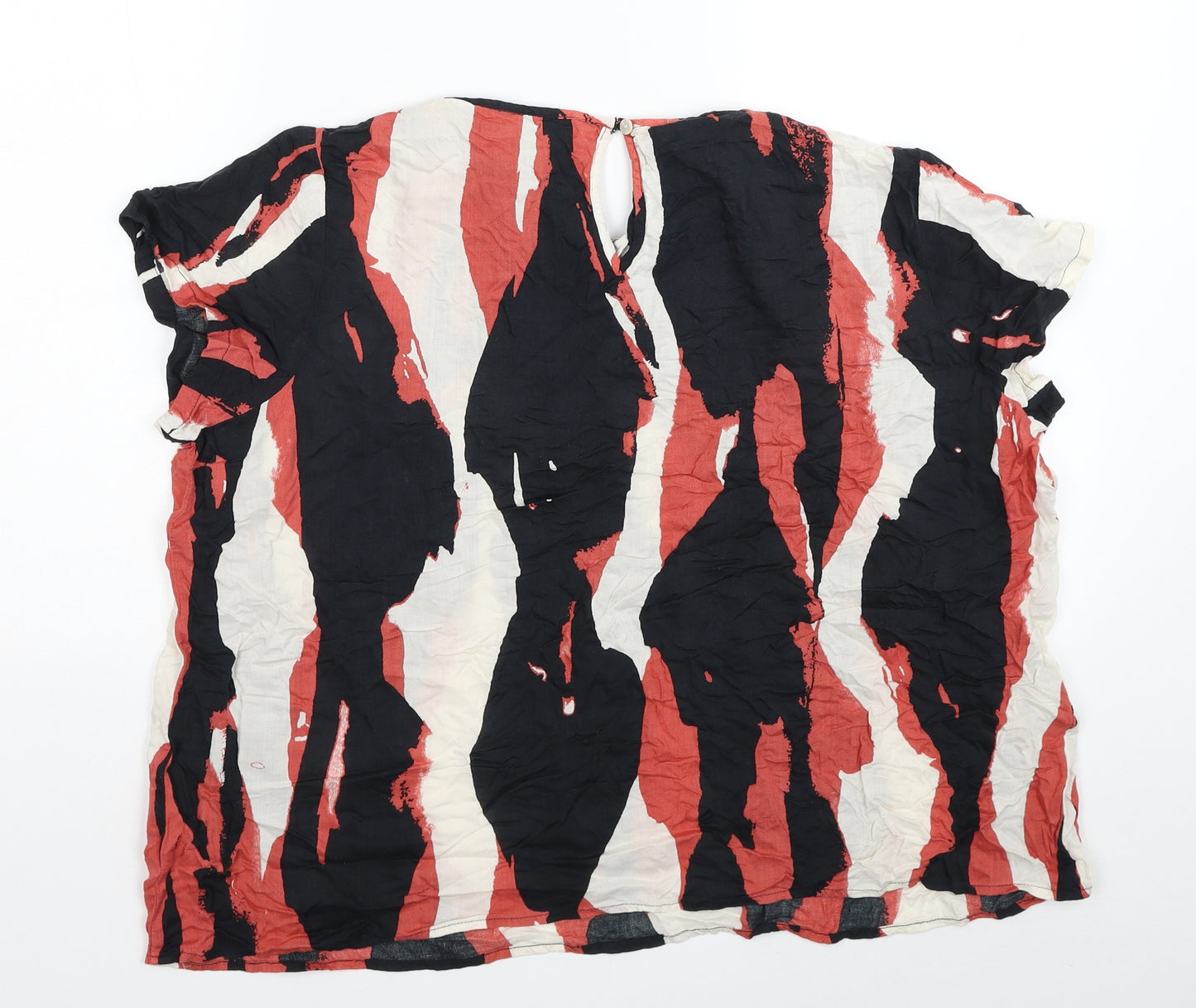 Marks and Spencer Womens Multicoloured Geometric Modal Basic T-Shirt Size 18 Scoop Neck