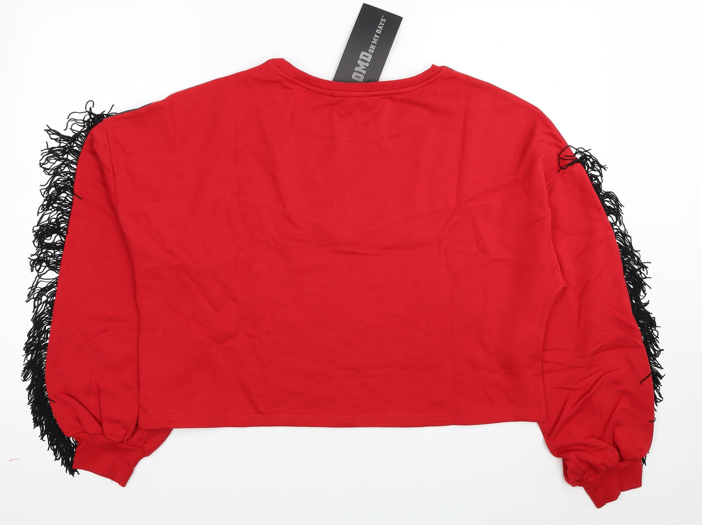 Oh My Days Womens Red Striped Polyester Pullover Sweatshirt Size 12 Pullover