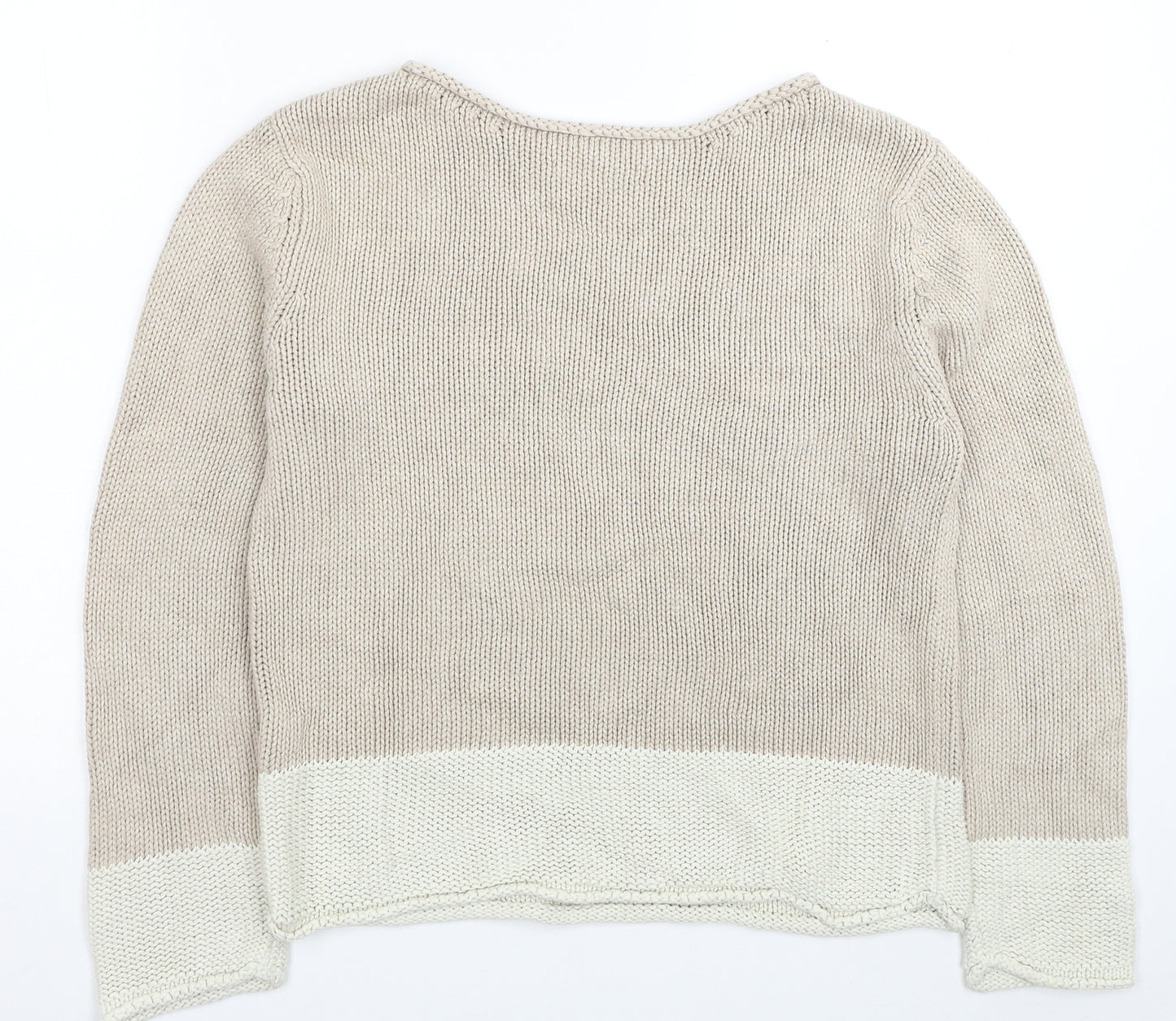 Boden Womens Beige Round Neck Cotton Pullover Jumper Size M