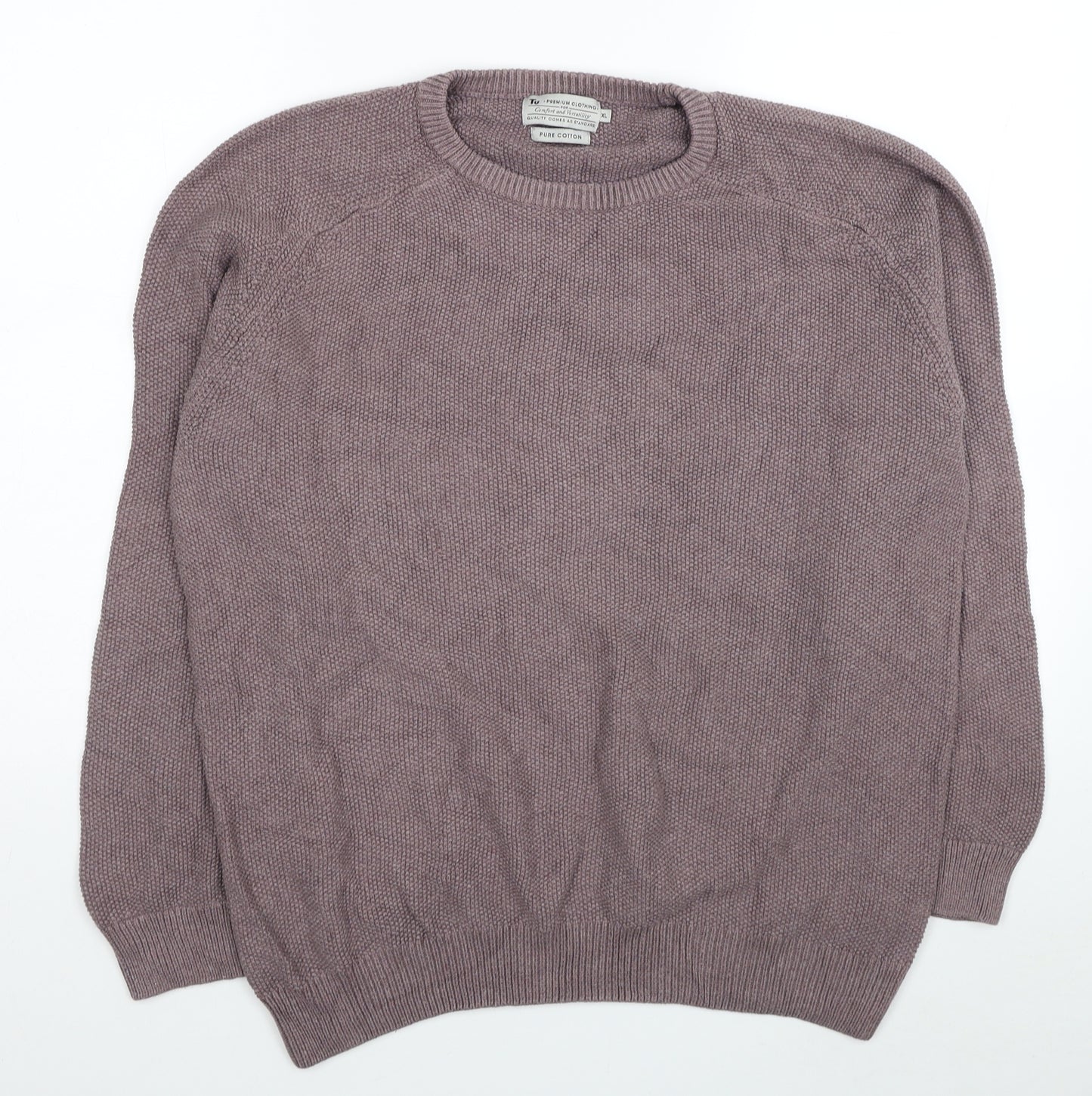 TU Mens Red Round Neck Cotton Pullover Jumper Size XL