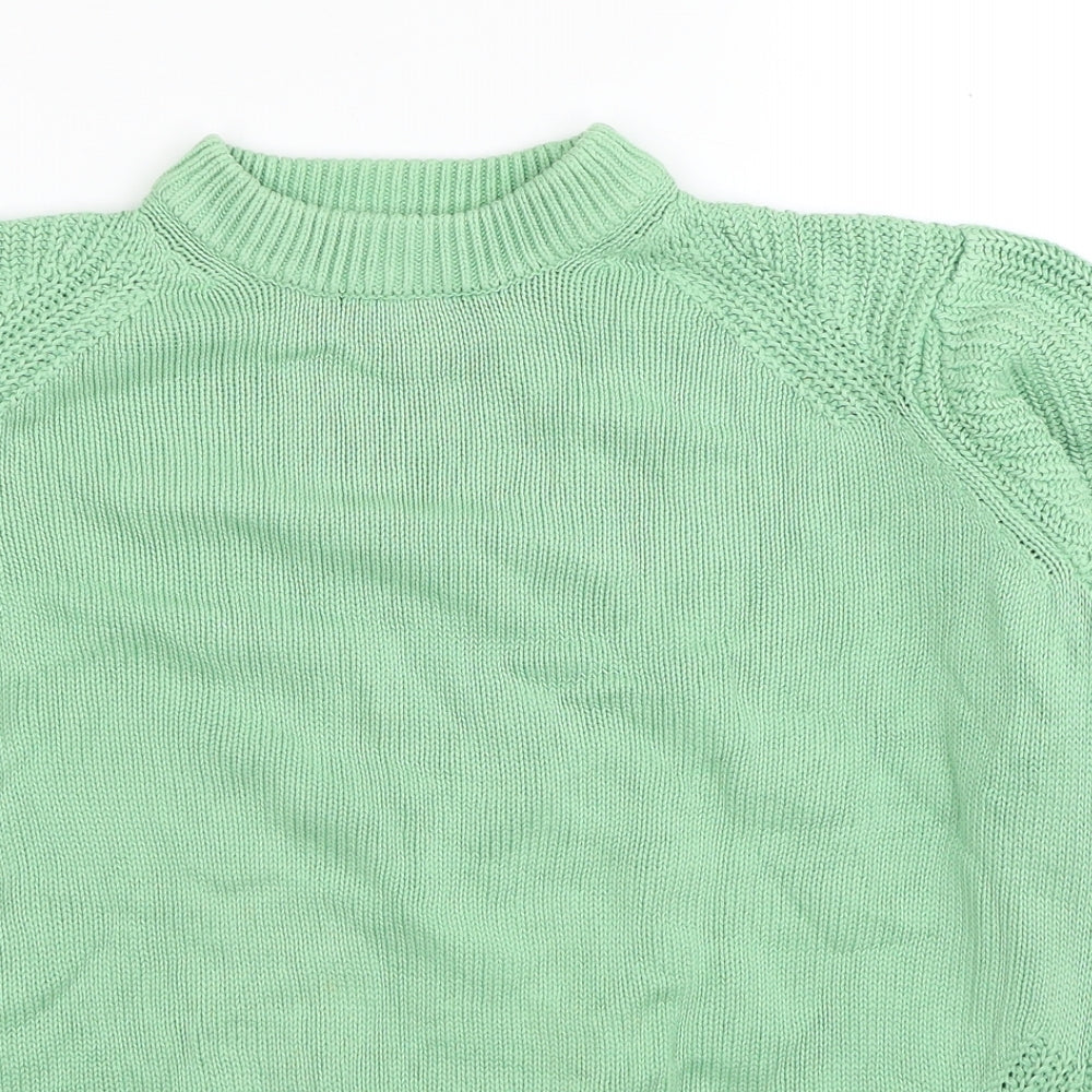 Marks and Spencer Womens Green Mock Neck Cotton Pullover Jumper Size M