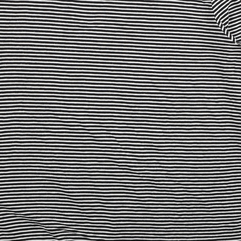 Peacocks Womens Black Striped Viscose Basic T-Shirt Size 16 Round Neck - Knot Detail