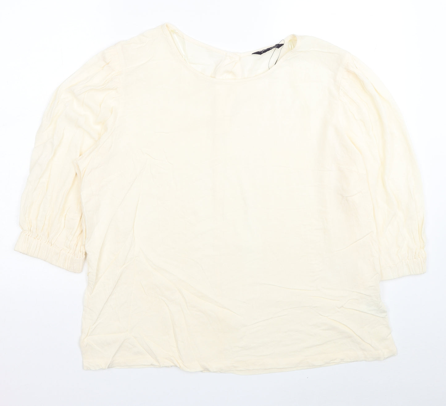 Marks and Spencer Womens Ivory Viscose Basic T-Shirt Size 18 Boat Neck