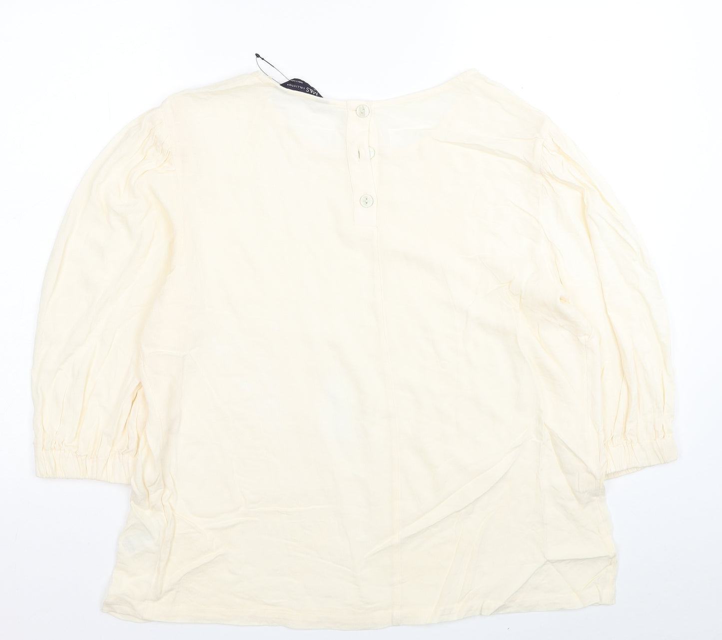 Marks and Spencer Womens Ivory Viscose Basic T-Shirt Size 18 Boat Neck