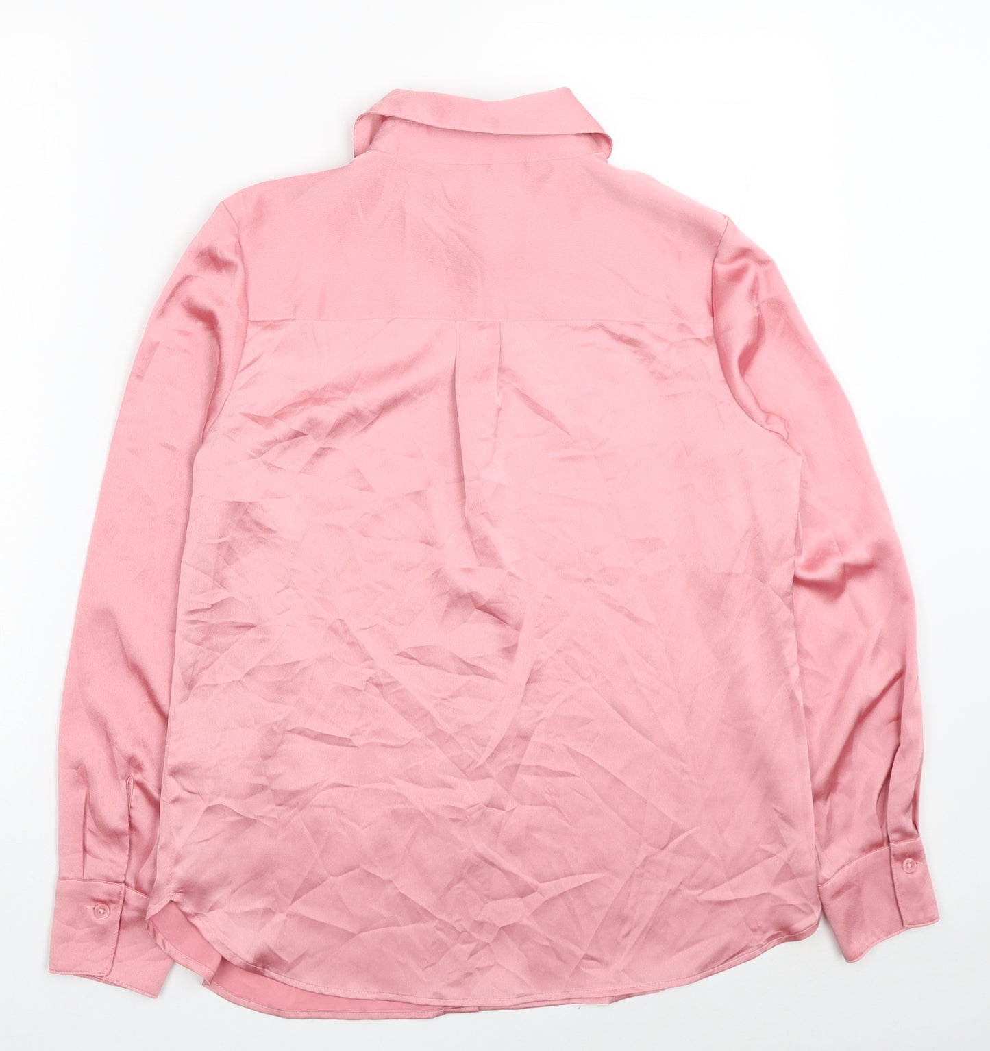 Marks and Spencer Womens Pink Polyester Basic Button-Up Size 8 Collared