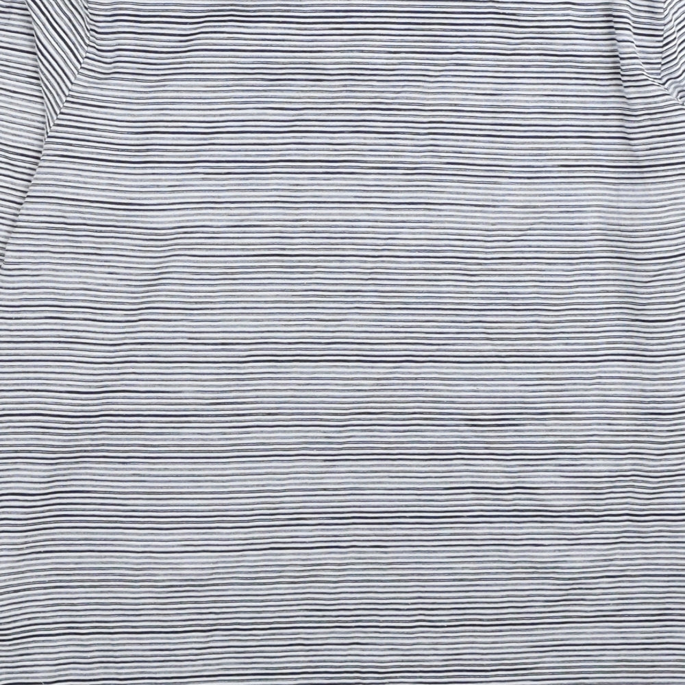 Jasper Conran Womens Grey Striped Polyester Basic T-Shirt Size 10 Scoop Neck