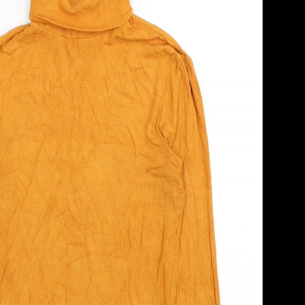 Papaya Womens Yellow Roll Neck Viscose Pullover Jumper Size 10 - Ribbed