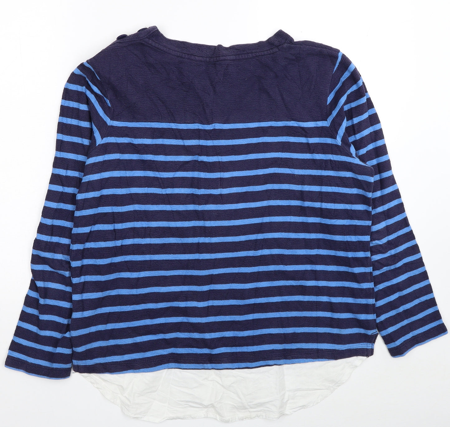 NEXT Womens Blue Scoop Neck Striped Cotton Pullover Jumper Size 12