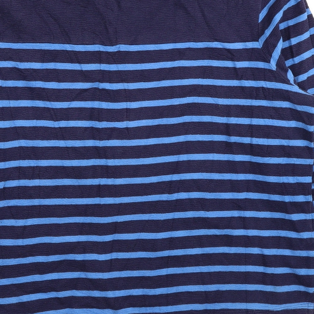 NEXT Womens Blue Scoop Neck Striped Cotton Pullover Jumper Size 12