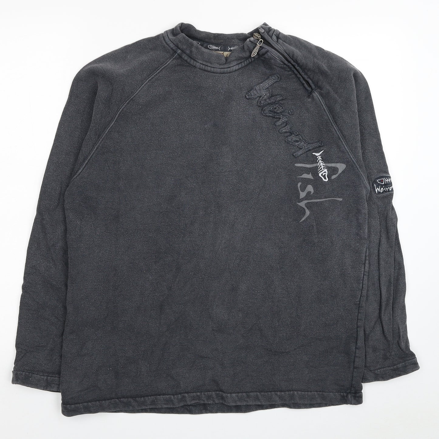 Weird Fish Mens Grey Cotton Pullover Sweatshirt Size S