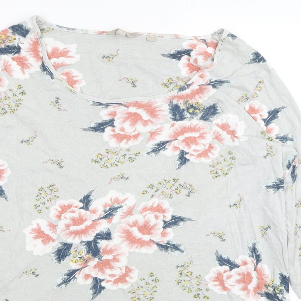 Anthology Womens Grey Floral Cotton Basic T-Shirt Size 22 Scoop Neck