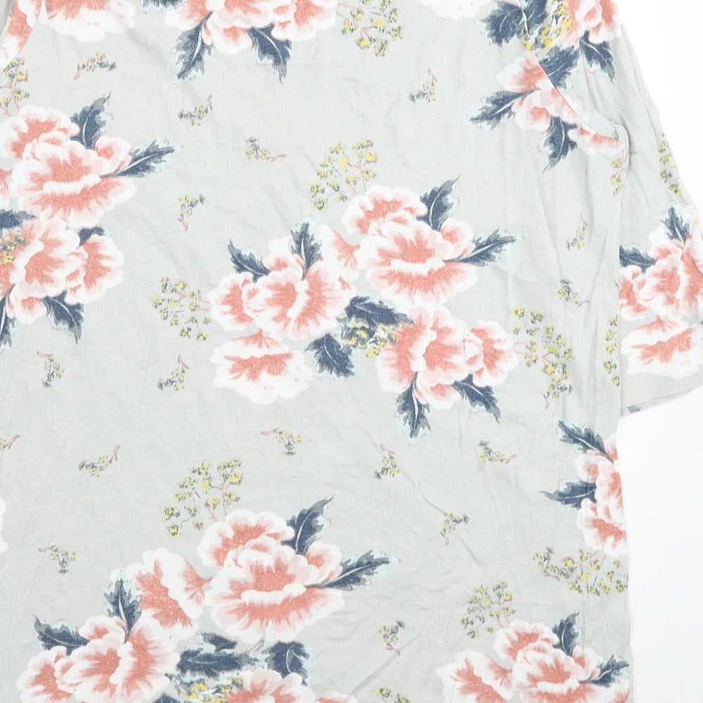 Anthology Womens Grey Floral Cotton Basic T-Shirt Size 22 Scoop Neck
