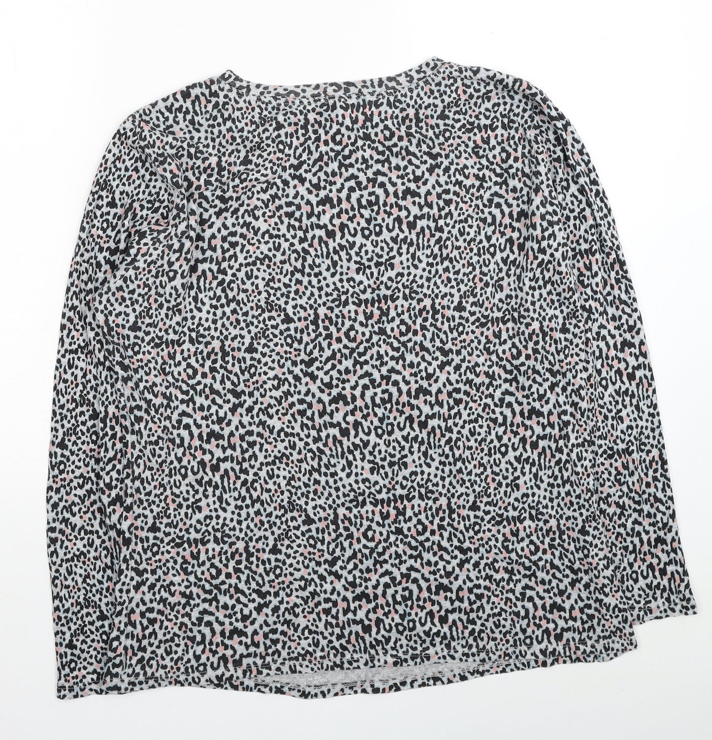 Papaya Womens Grey Animal Print Cotton Basic T-Shirt Size 20 Round Neck - Leopard Print