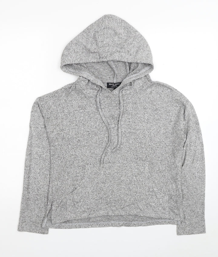 Brave Soul Womens Grey Viscose Pullover Hoodie Size XS Pullover