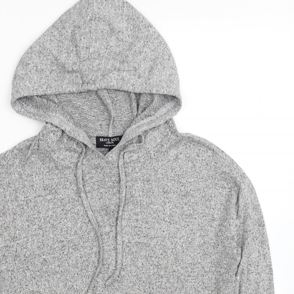 Brave Soul Womens Grey Viscose Pullover Hoodie Size XS Pullover