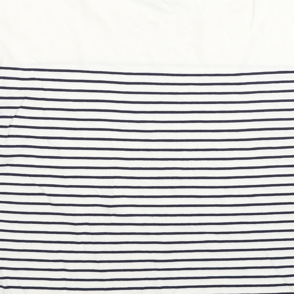Precis Womens White Striped Cotton Basic T-Shirt Size M Boat Neck