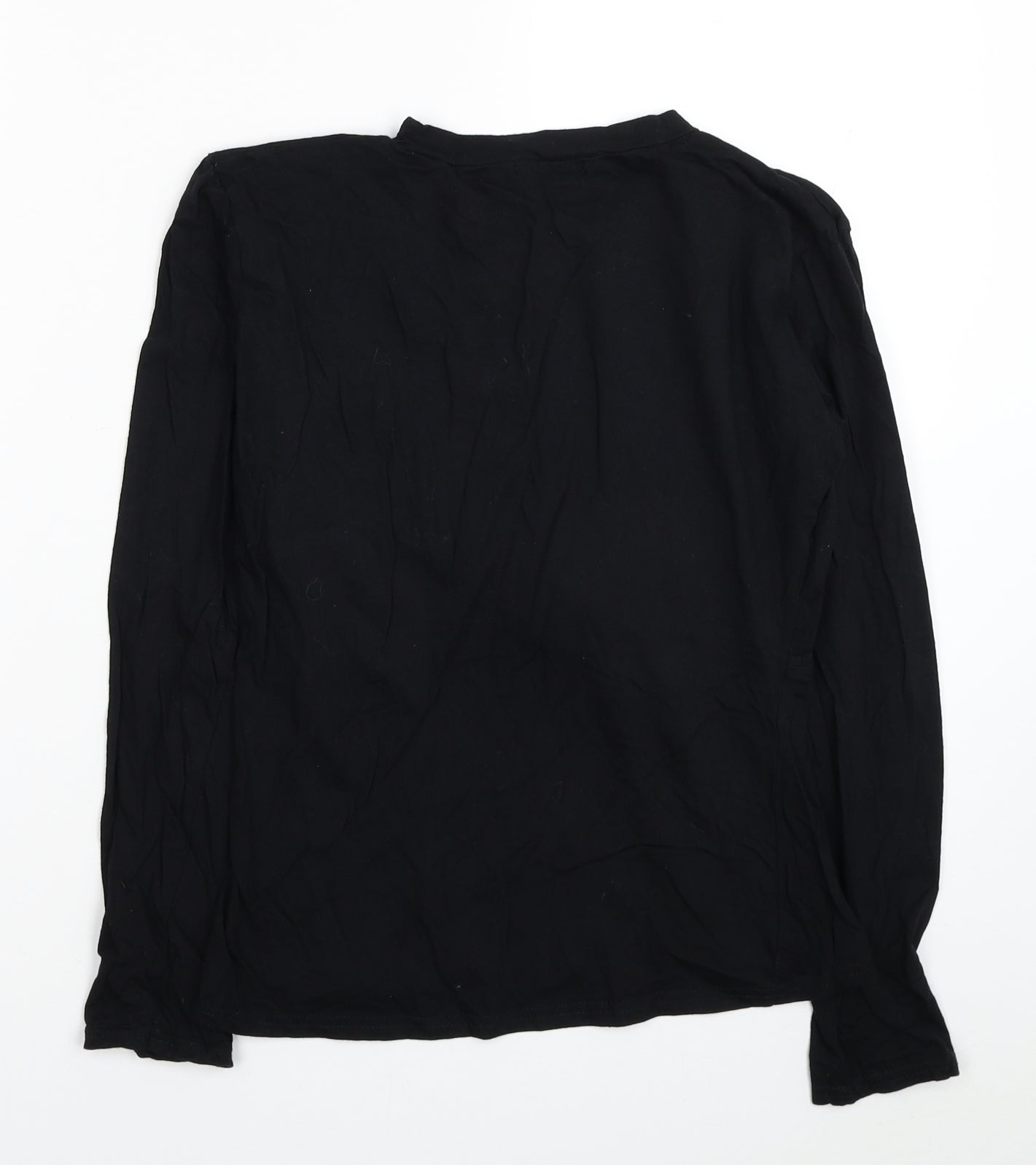 PRETTYLITTLETHING Womens Black Cotton Basic T-Shirt Size 10 Round Neck - Knot Detail