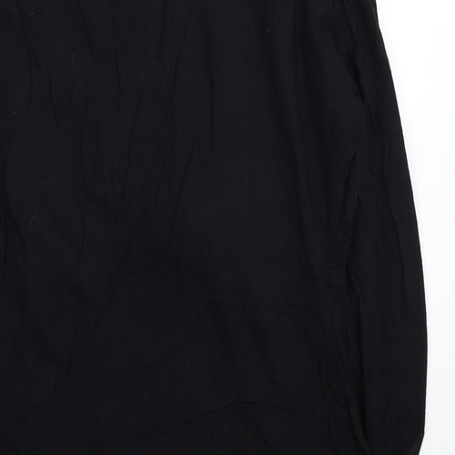 PRETTYLITTLETHING Womens Black Cotton Basic T-Shirt Size 10 Round Neck - Knot Detail