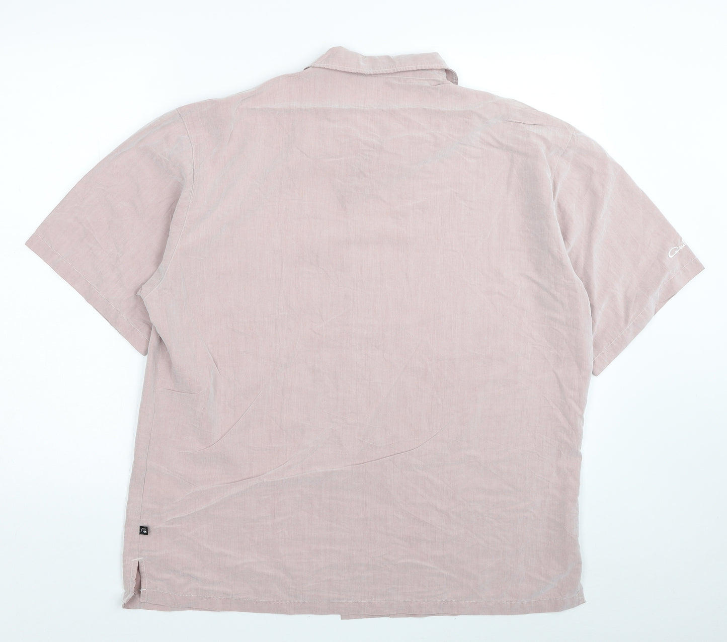 Quiksilver Womens Pink Viscose Basic Button-Up Size L Collared