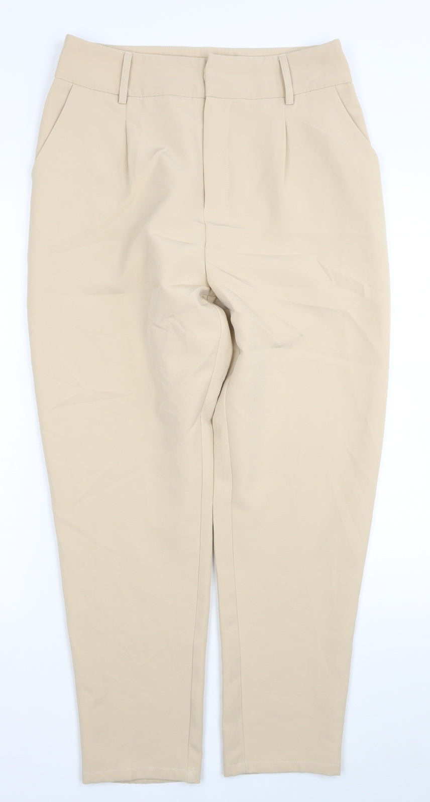 Quiz Womens Beige Polyester Trousers Size 12 L27 in Regular Zip