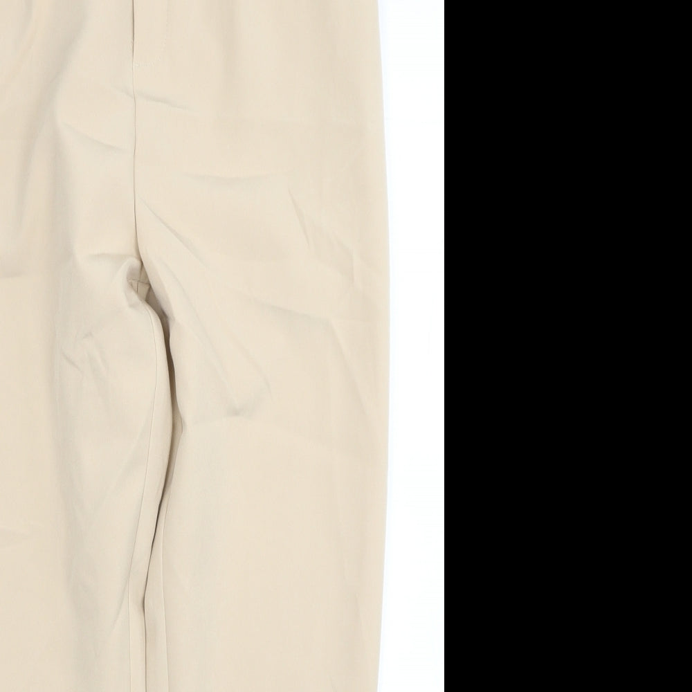 Quiz Womens Beige Polyester Trousers Size 12 L27 in Regular Zip