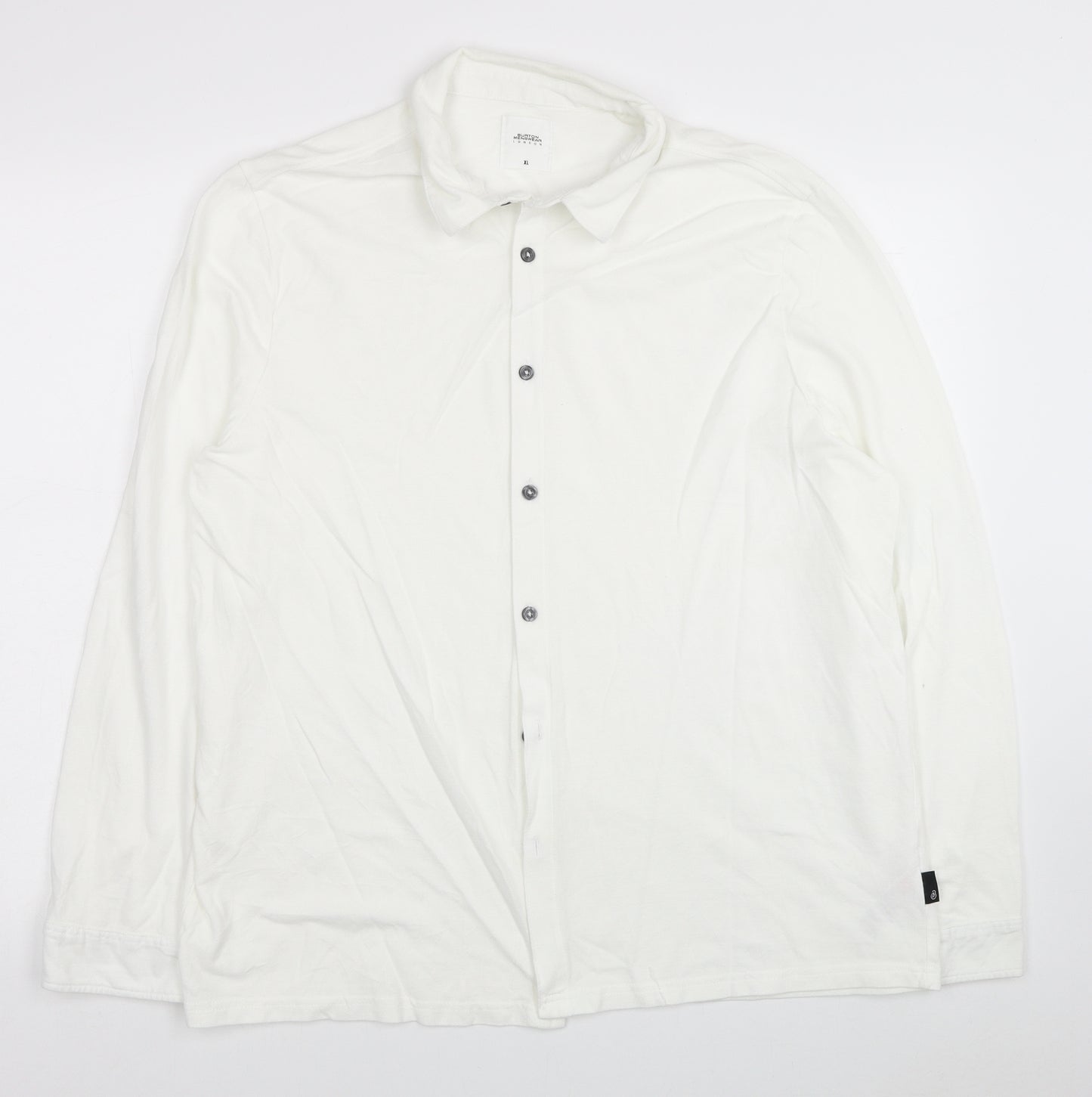 Burton Mens White Cotton Button-Up Size XL Collared Button