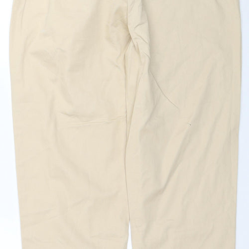 Damart Womens Beige Cotton Cargo Trousers Size 16 L27 in Regular Drawstring