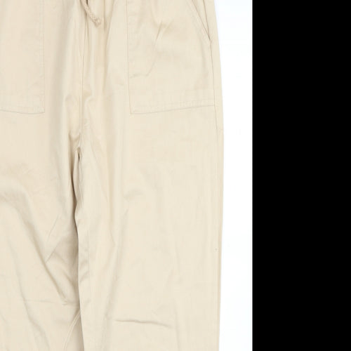 Damart Womens Beige Cotton Cargo Trousers Size 16 L27 in Regular Drawstring