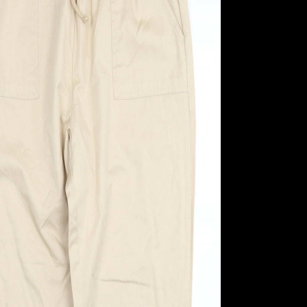 Damart Womens Beige Cotton Cargo Trousers Size 16 L27 in Regular Drawstring