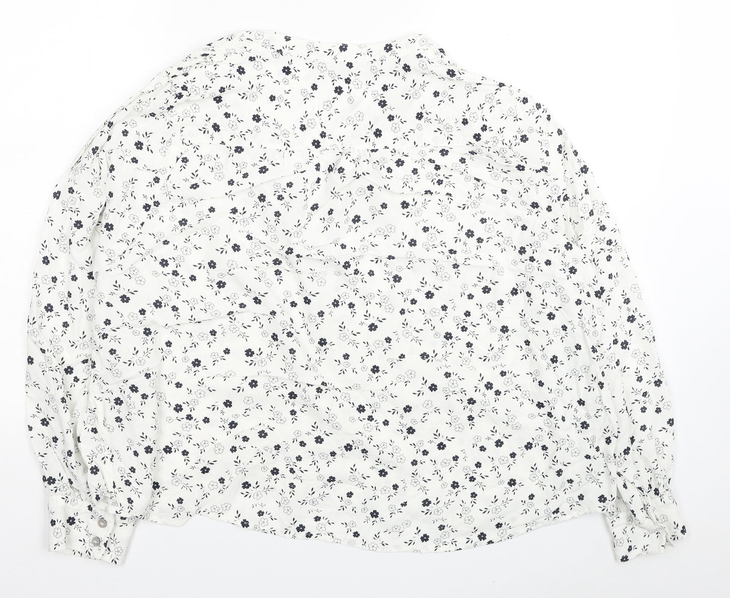 Marks and Spencer Womens White Floral Viscose Basic Blouse Size 20 V-Neck