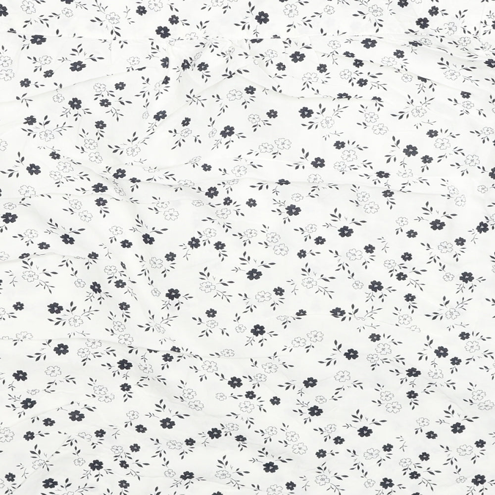 Marks and Spencer Womens White Floral Viscose Basic Blouse Size 20 V-Neck