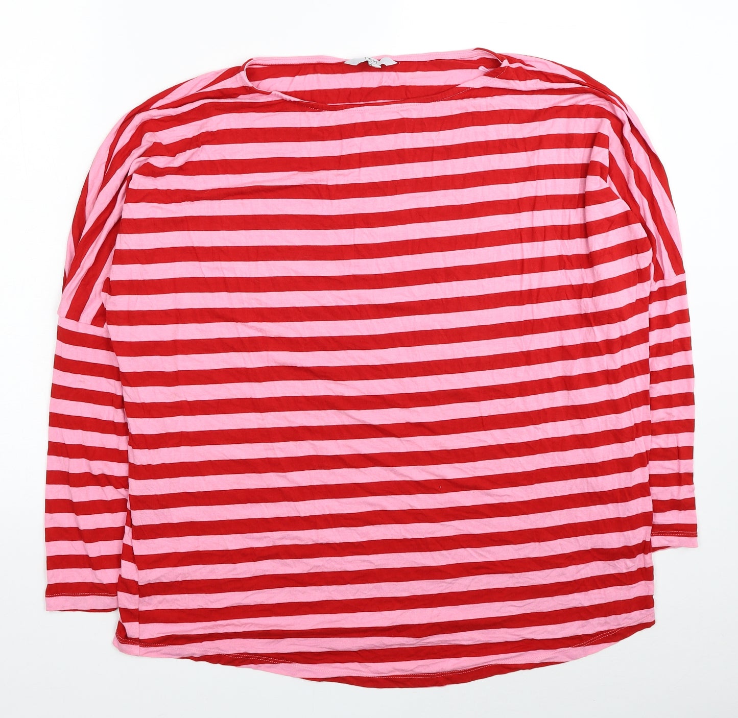 NEXT Womens Red Striped Viscose Basic T-Shirt Size 20 Round Neck