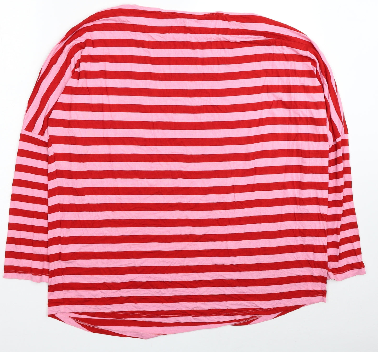 NEXT Womens Red Striped Viscose Basic T-Shirt Size 20 Round Neck