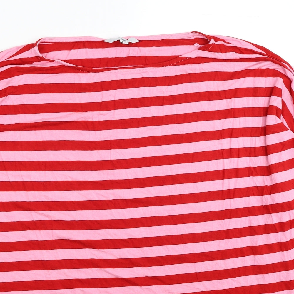 NEXT Womens Red Striped Viscose Basic T-Shirt Size 20 Round Neck