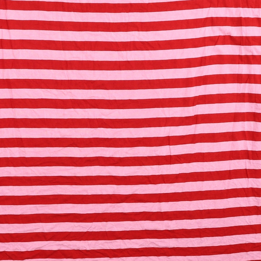 NEXT Womens Red Striped Viscose Basic T-Shirt Size 20 Round Neck
