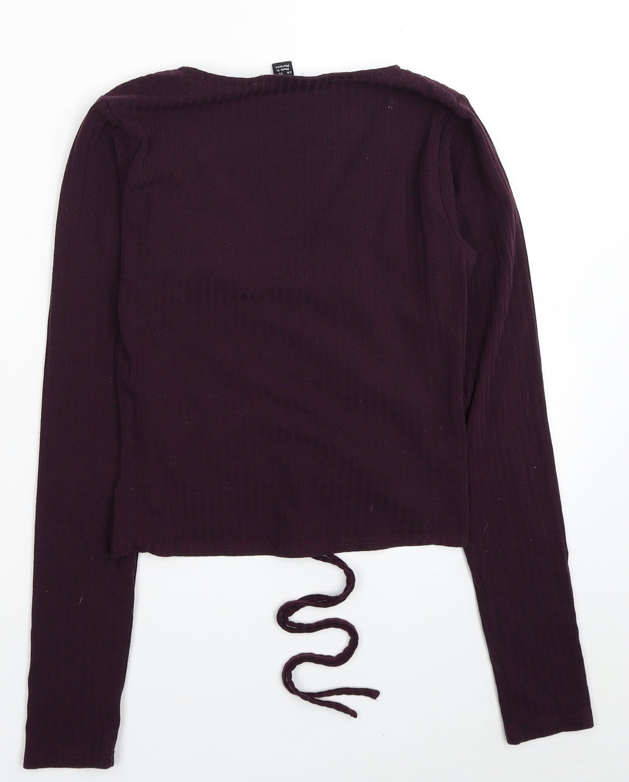 New Look Womens Red Polyester Cropped Blouse Size 12 Sweetheart - Ribbed