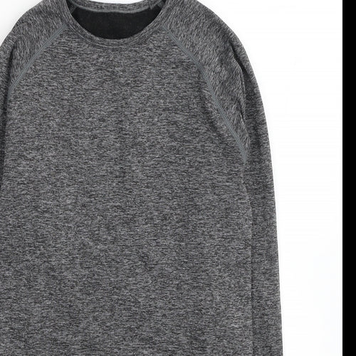 Workout Womens Grey Polyimide Pullover Casual Size M Round Neck Pullover
