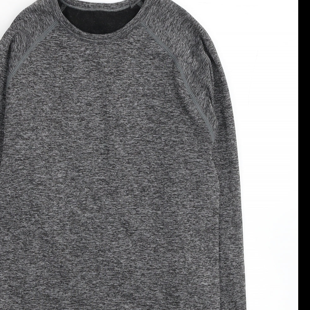 Workout Womens Grey Polyimide Pullover Casual Size M Round Neck Pullover