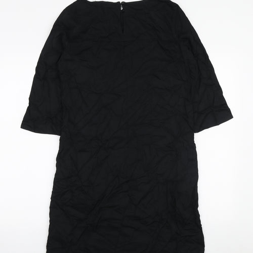 Marks and Spencer Womens Black Viscose A-Line Size 8 Boat Neck Button