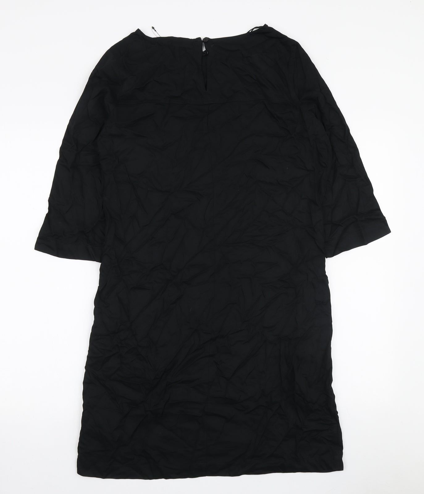 Marks and Spencer Womens Black Viscose A-Line Size 8 Boat Neck Button