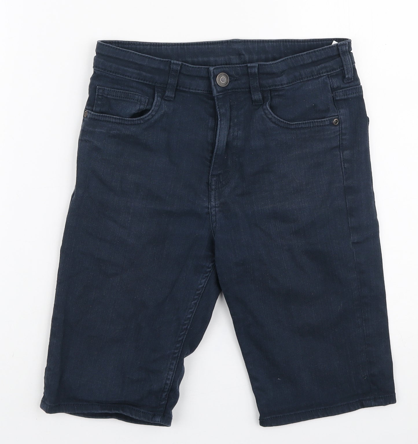 H&M Boys Blue Cotton Bermuda Shorts Size 10-11 Years Regular Zip