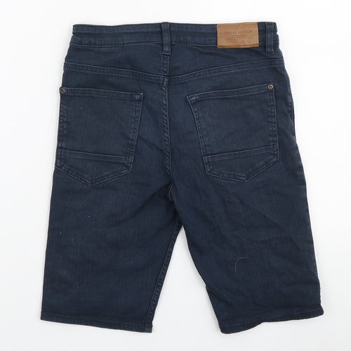 H&M Boys Blue Cotton Bermuda Shorts Size 10-11 Years Regular Zip