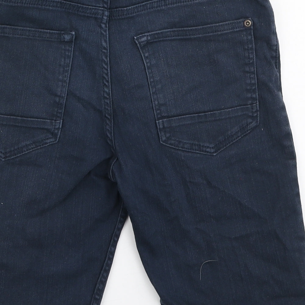 H&M Boys Blue Cotton Bermuda Shorts Size 10-11 Years Regular Zip