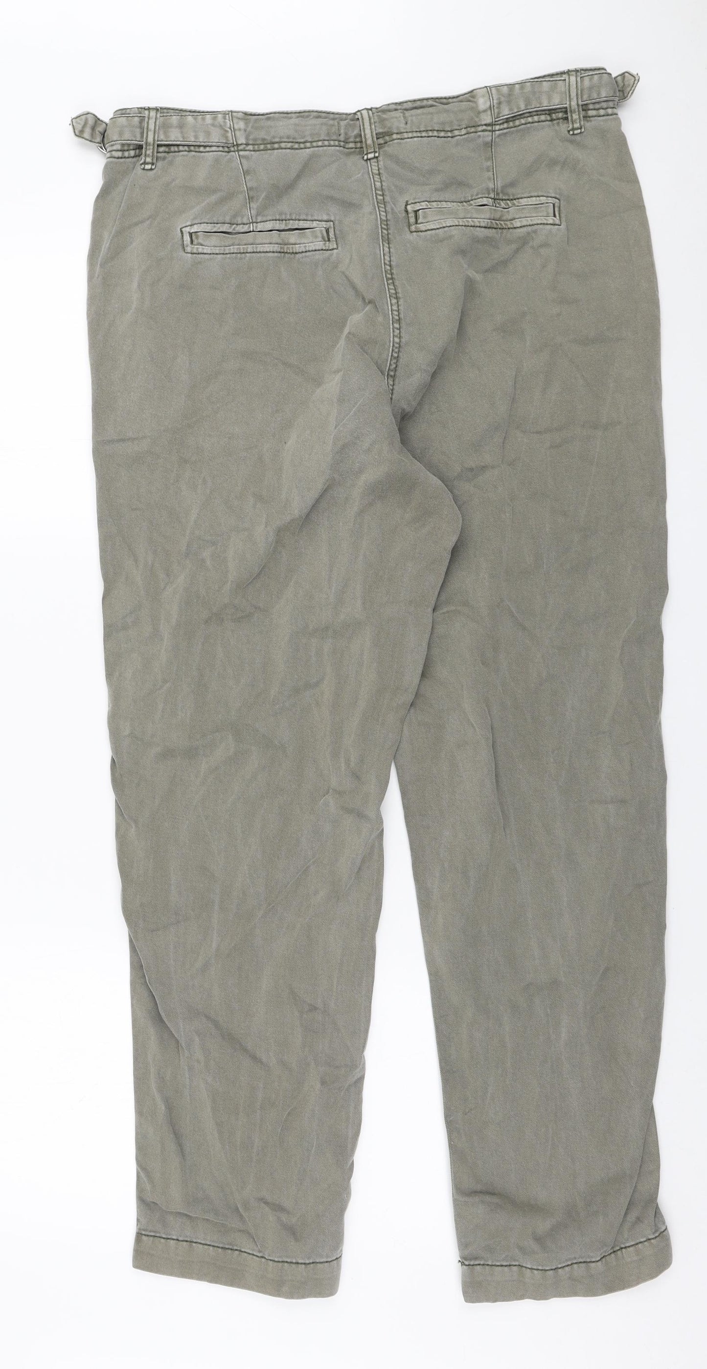 NEXT Womens Green Cotton Tapered Jeans Size 14 L28 in Regular Zip