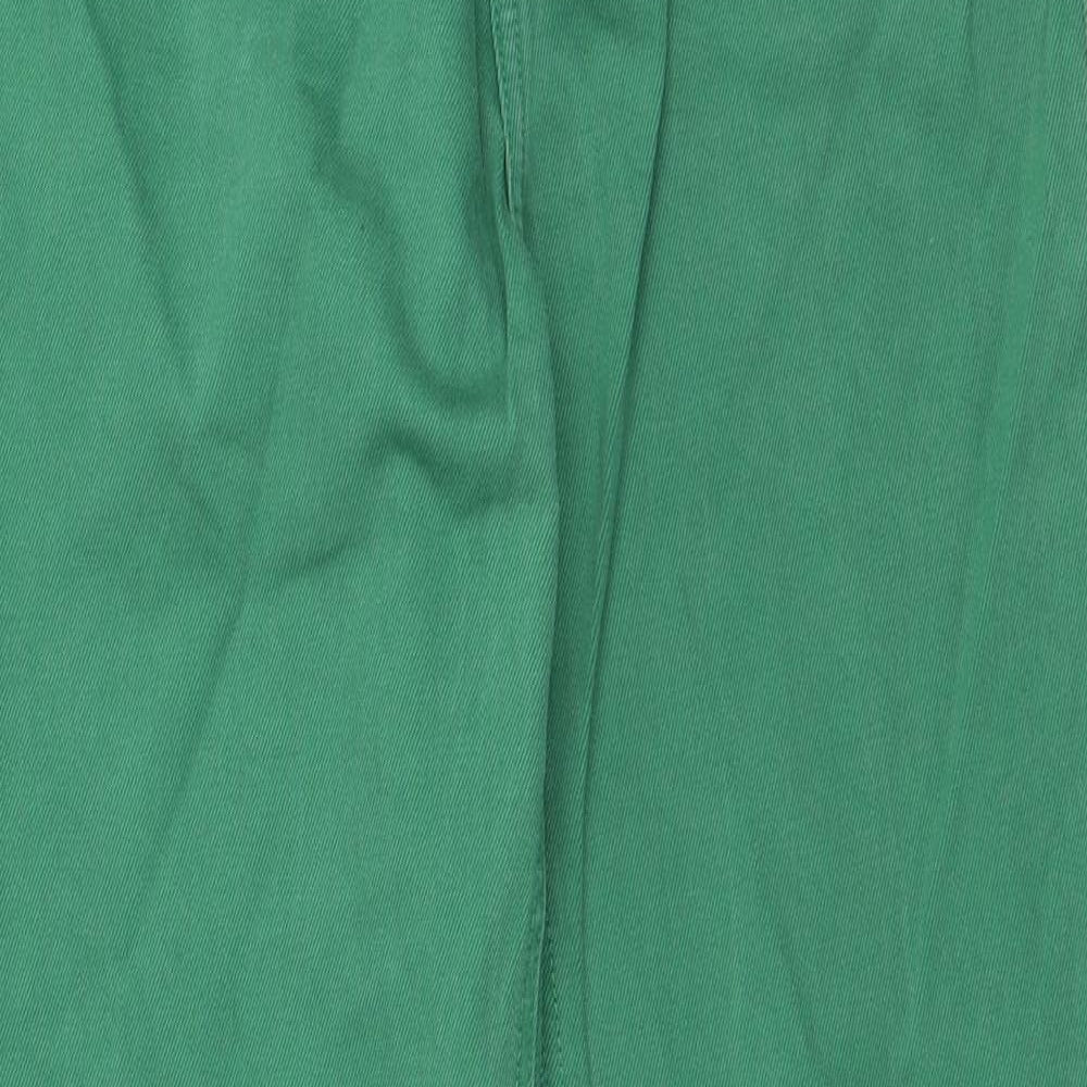 Primark Womens Green Cotton Straight Jeans Size 10 L31 in Regular Zip - Distressed hem
