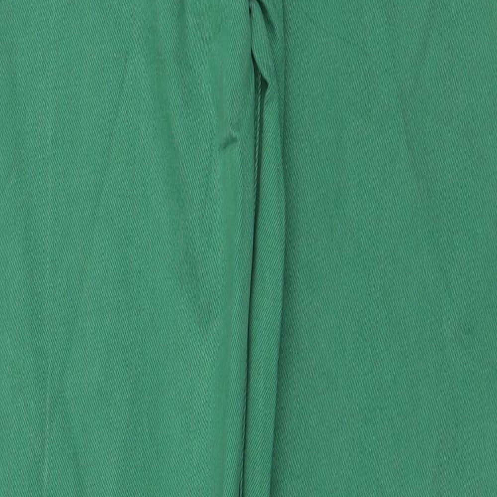 Primark Womens Green Cotton Straight Jeans Size 10 L31 in Regular Zip - Distressed hem